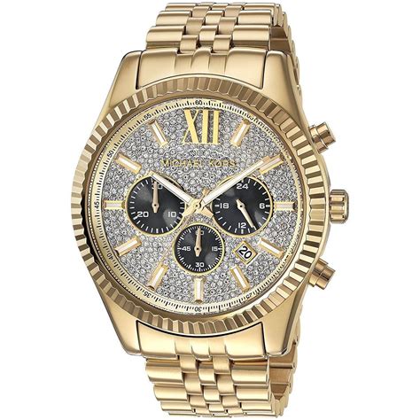 michael kors men's gold diamond watch|oversized lexington gold tone watch.